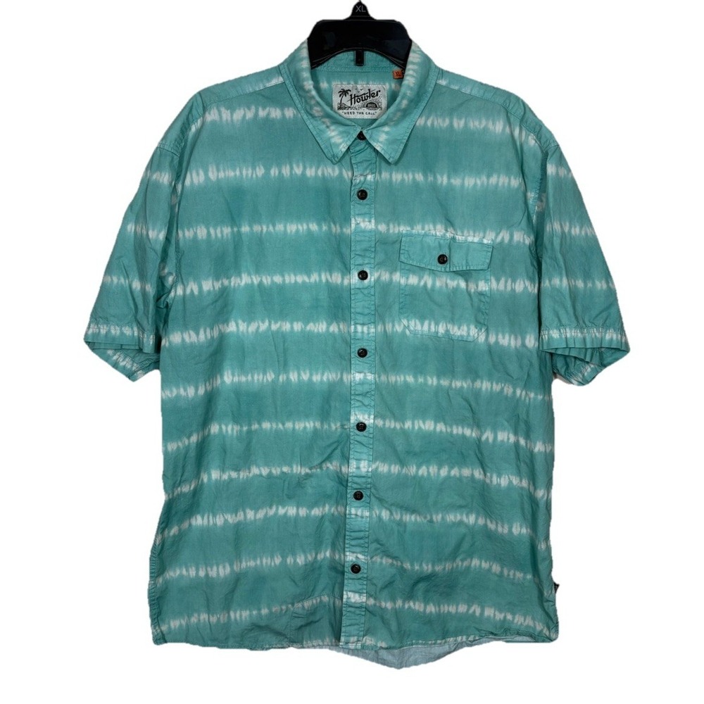 Howler Bros Green Tie Dye Short Sleeve Mens Button Up Shirt Size XL‎